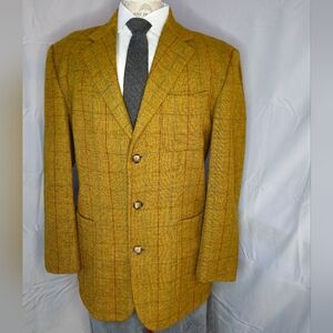 Wilkes Bashford Mustard Gold Windowpane Sport Coat Italian Wool 40R Est